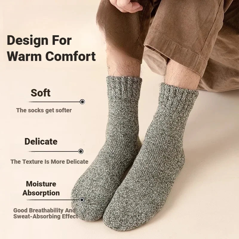 3 Pairs Men's Socks Winter Thick Towel Man's Outdoor Sports Long Socks Cold Resistant Frost Proof Snow Socks For Man Gift 39-44