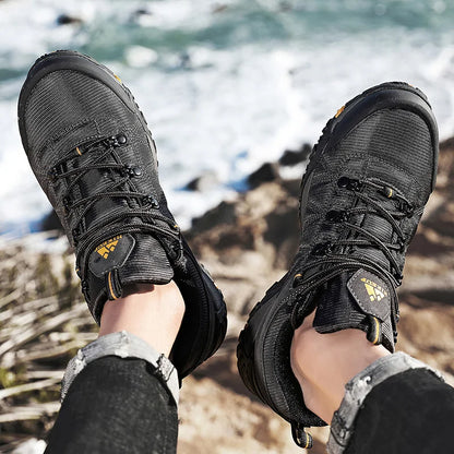 HIKEUP Non-slip Men Hiking Shoes Breathable Outdoor Wear Resistant Splashproof Climbing Men Sneaker Tourism Mountain Shoes