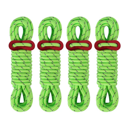 4Pcs 5mm Outdoor Tent Guyline Ropes 4M Reflective Camping Guy Lines with Adjuster Tensioner Camping Accessories for Tarp Canopy