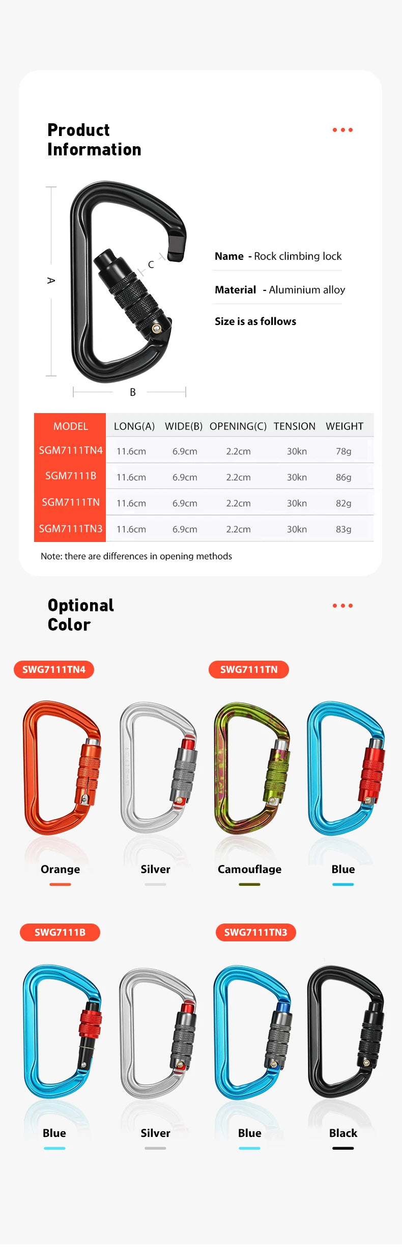 CLIWIZ 30kN Aluminum Safty Climbing Snap Hook New Good Quality H Section D-Twist Carabiner Snap Hook CE/UIAA