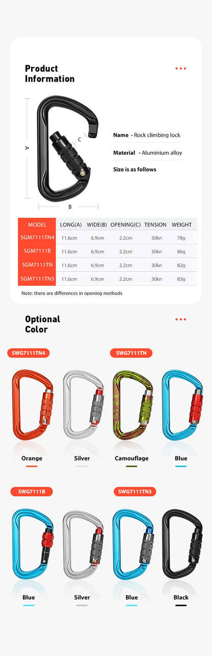CLIWIZ 30kN Aluminum Safty Climbing Snap Hook New Good Quality H Section D-Twist Carabiner Snap Hook CE/UIAA