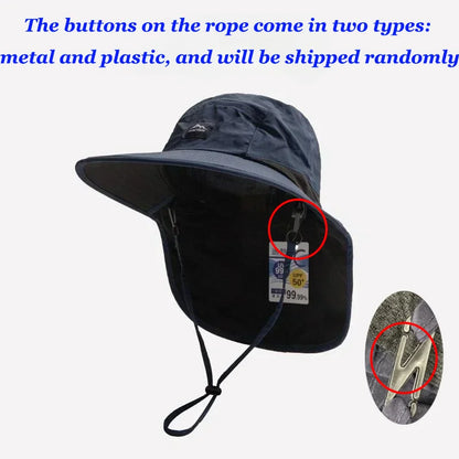 WRELS Wide Brim Neck Protection Bucket Hat