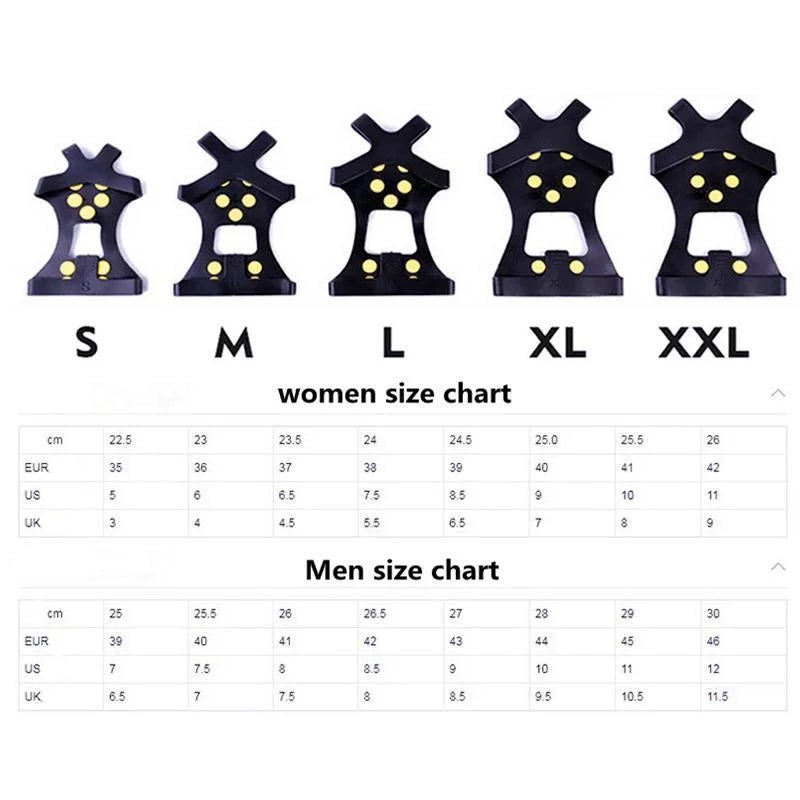 1Pair 10 Studs Anti-Skid Snow Ice Thermo Plastic Elastomer Climbing Shoes Cover Spikes Grips Cleats Over Shoes Covers Crampons