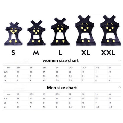 1Pair 10 Studs Anti-Skid Snow Ice Thermo Plastic Elastomer Climbing Shoes Cover Spikes Grips Cleats Over Shoes Covers Crampons