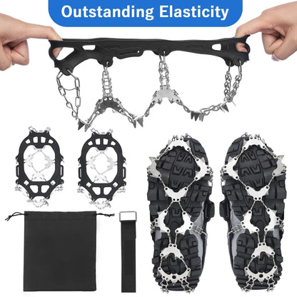 Tomshoo Ultralight 32-Teeth Ice Claw Stainless Steel Anti-Slip Shoe Cover Snow Anti-Slip Cleats Device Climbing Safety Supplies