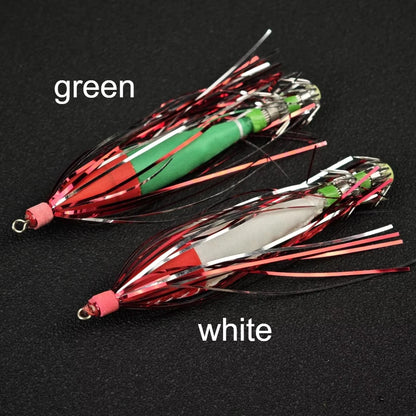 Ackibbik 5pcs Glow Squid Jig Hook Squid Umbrella Hook Shrimp Fishing Lures Saltwater Cuttlefish Octopus Lures