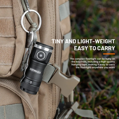 Sofirn Mini SC13 SST40 LED 1300lm Tactical 18350 Rechargeable Flashlight 6000K Keychain Light with Magnetic