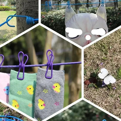 4M Outdoor Camping Non-slip Stretch Clothesline With 12 Clips Travel Stretchy Clothesline Sock Line Hanging Laundry Drying Rope