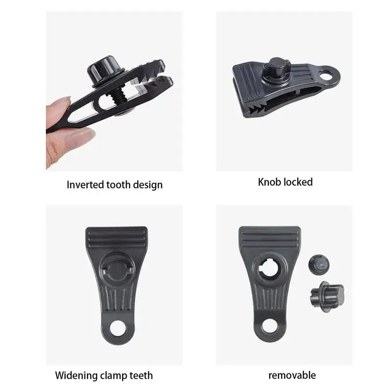 Tent Fasteners Portable Tarps Clips With Lock Grips Versatile Clamps Outdoor Activities Accessories For Camping Sailing