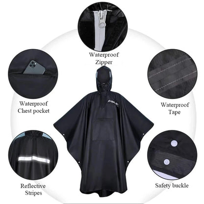 3 In 1 Outdoor Military Raincoat Hooded Sleeve Waterproof Rain Poncho Motorcycle Rain Cover Camping Hiking Travel Rainwear Tent