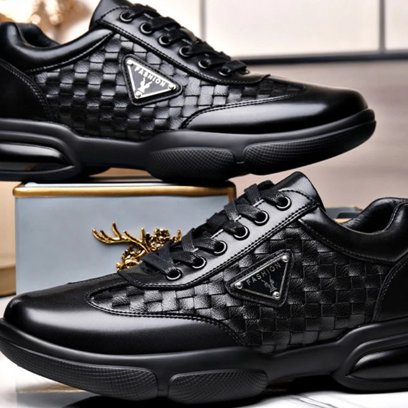 Men’s Casual Leather Sneakers – Wear-Resistant, Breathable Outdoor Training & Trekking Shoes