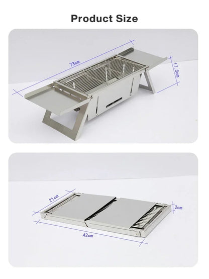 Stainless Steel Barbecue Stove Outdoor Charcoal Folding Barbecue Rack Household Small Folding Carbon Barbecue Skewer Stove BBQ