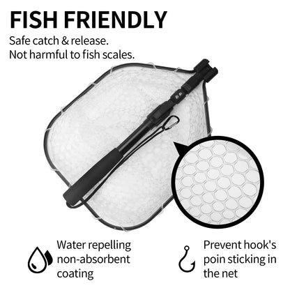 Soft Rubber Mesh Fly Fishing Landing Net