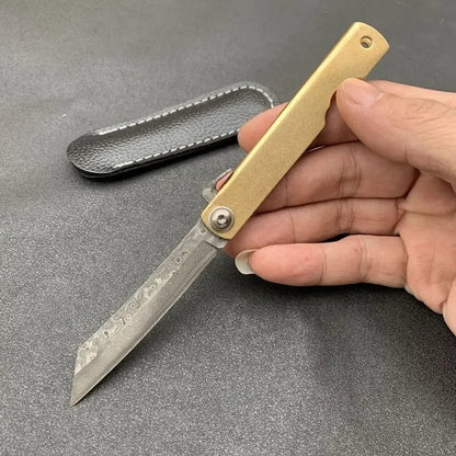 NEW Higonokami Japanese Mini Pocket Folding Knife VG10 Damascus Steel Camping Hunting Copper Handle Knives Outdoor EDC Tool