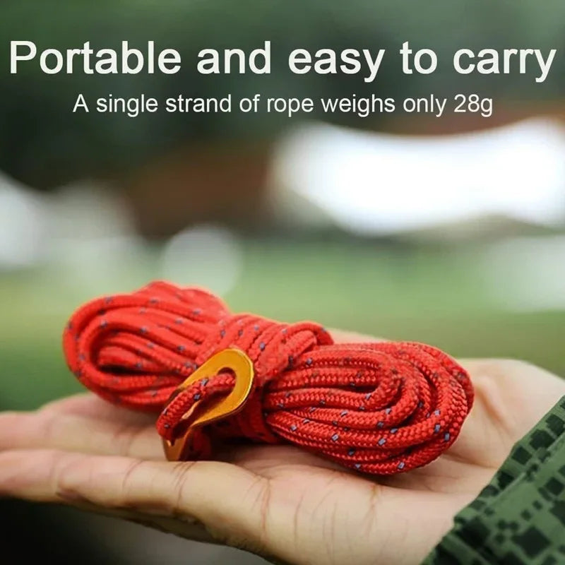 4 Outdoor Tent Ropes Reflective Ropes Canopy Ropes Reinforced Windproof Ropes with Buckles To Ensure Safety Camping Accessories