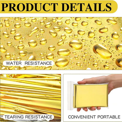 160*210cm Emergency Blanket Waterproof Keep Warm Blanket Camping Survival Tool Life Saving First Aid Insulation Tools  Gold