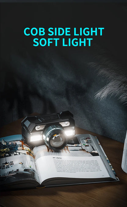 WARSUN WD09 Powerful Led Headlamp Headlight Zoom Head Lamp Flashlight 18650 battery USB Rechargeable Fishing Lantern Head Torch