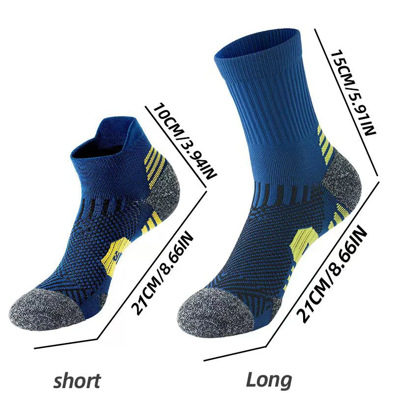 3 Pairs Men's Athetic Socks Sports Breathable Outdoor Running Compression Socks Traning Long Black White  BLUE Stretch Socks