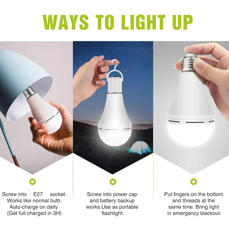 7-15W Rechargeable Bulb LED Outdoor Waterproof Emergency Light Portable Hanging Night Light Adjustable Camping Fishing Garden