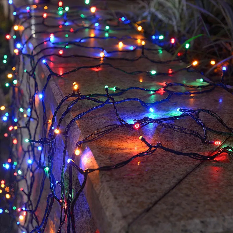 Solar String Light Fairy Outdoor Garden Waterproof Lamp 2025 Christmas Garland Xmas Holiday Party Home Halloween Decoration