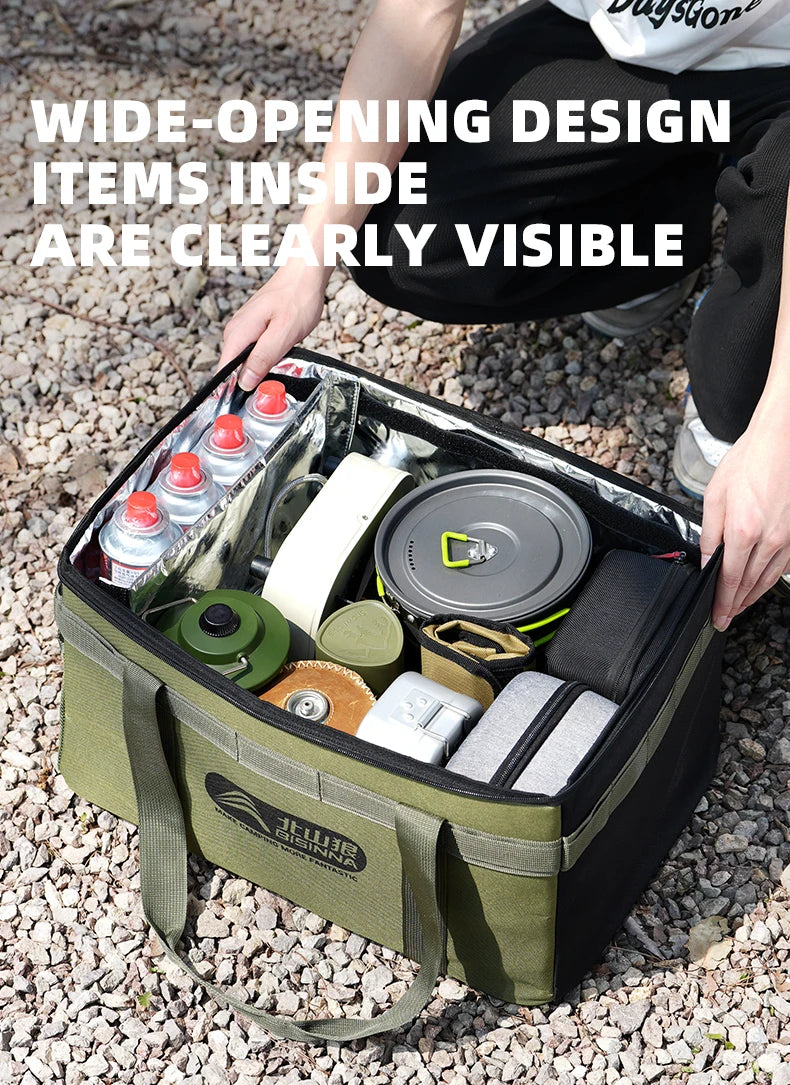 BISINNA Tactical Camping Storage Bag Picnic Thermal Bag Insulated Folding Box Portable Camping Tableware Equipment Outdoor Gear