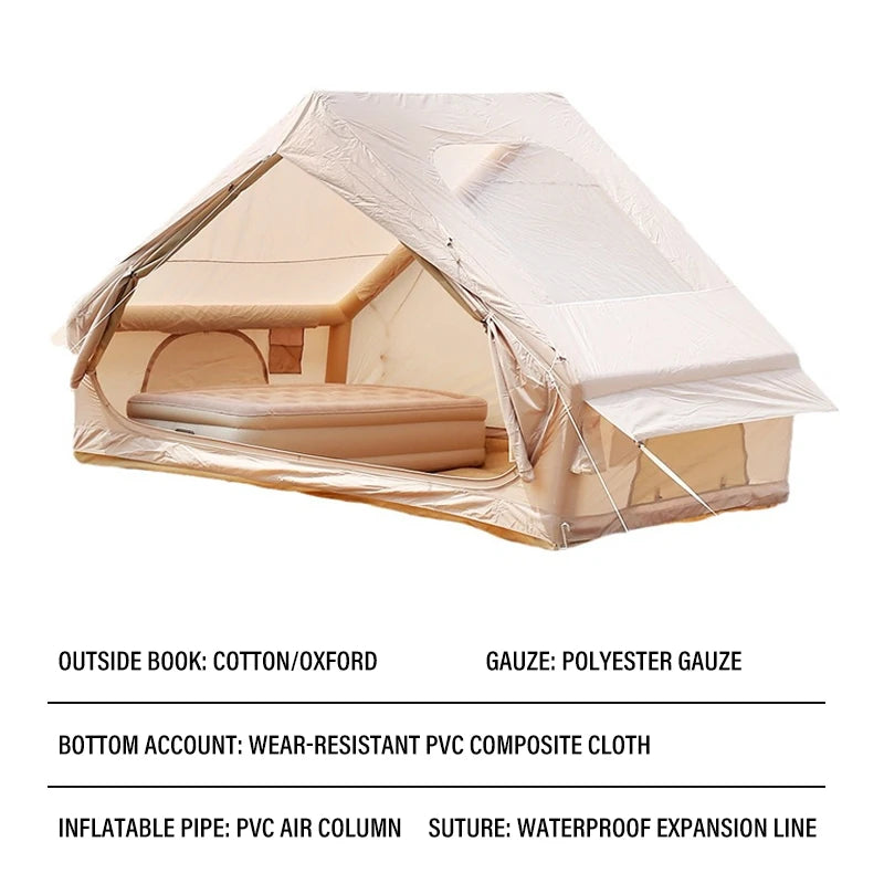 Outdoor Inflatable Tent Quick Setup Camping Tent 3/4P Overnight Rainproof Thickeneded Picnic Large Thickeneded Cabin Family