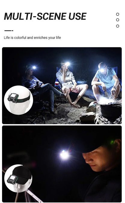 Sensor COB LED Headlamp Cap Clip Light USB Rechargeable Head Flashlight Built-in Battery Headlight Led Head for Fishing Camping