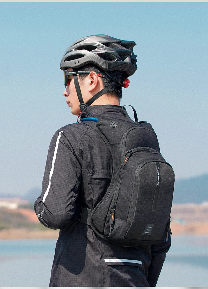 WEST BIKING 10L Ultralight Cycling Backpack Ergonomic Strap Reflective Bicycle Bag With Water Bag Traveling Hiking Cycling Bag