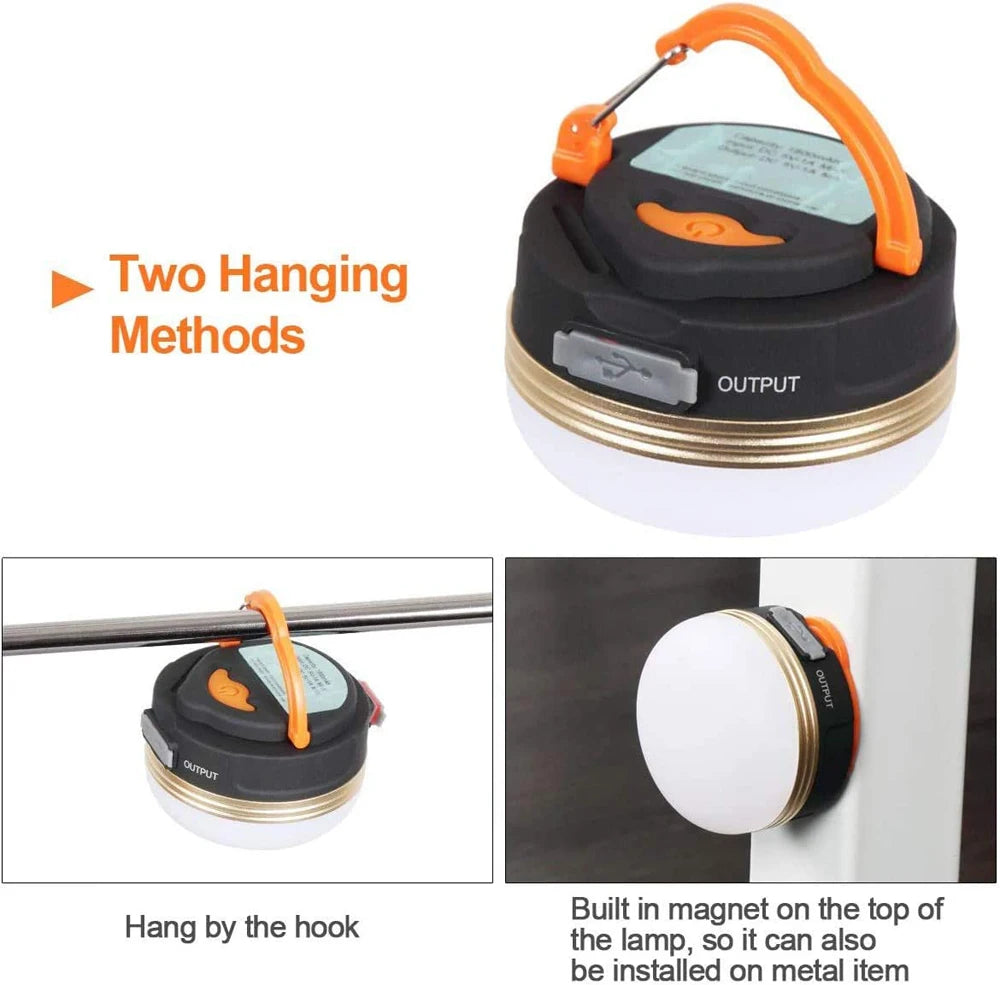 High Power Camping Lantern Tents Lamp 1200mah USB Rechargeable Portable Camping Lights Outdoor Hiking Night Hanging Lamp