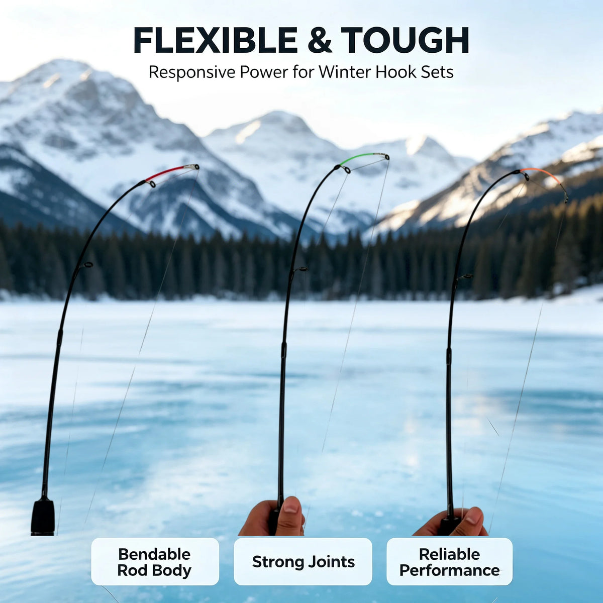 Mini Telescopic Ice Fishing Rod with 3 Tips