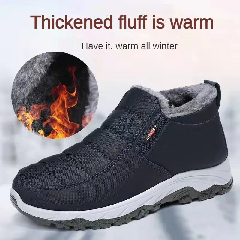 Men’s Winter Warm Cotton Shoes – Non-Slip Casual Snow Boots with Chunky Sole