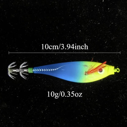 BRAVMACK 5pcs Luminous Horizontal Squid Jig Glow Squid Jigs Saltwater Squid Shrimp Lure Jig Squid Jig Fishing Lure Tackle