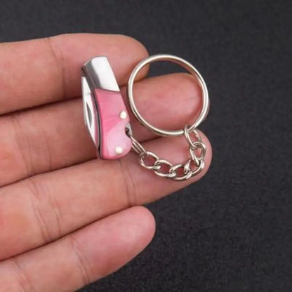 5cm Acrylic Mini Folding Knife Pendant Brass Wood Keychains Sharp Small Blade Portable Hanging Outdoor Camping Unboxing Knife