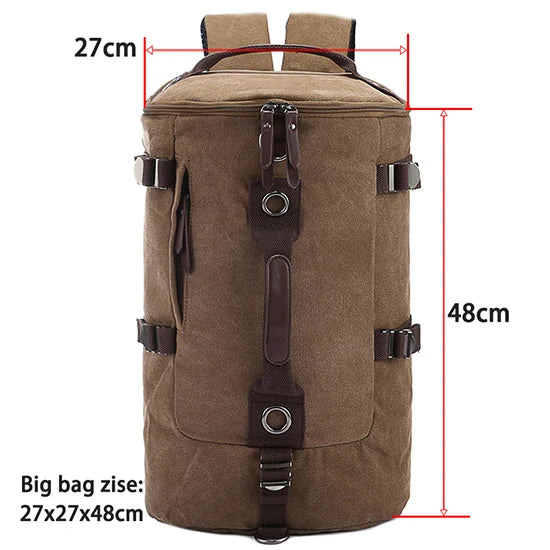 Men’s Canvas Travel Backpack – Large Capacity Mountaineering & Shoulder Bag