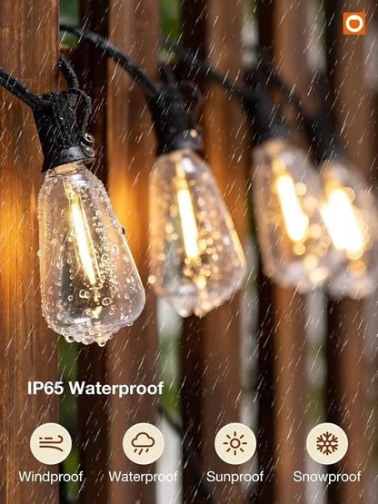 150FT LED Outdoor String Lights Waterproof Patio Lights Shatterproof ST38 Replaceable Bulbs Dimmable Outside Hanging Lights