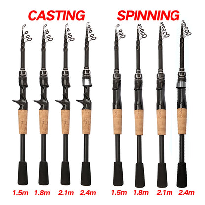 Baitcasting Lure Fishing Rod Spinning Telescopic 8g-25g Wooden Handle Carbon Casting Fishing Tackle Professional Light-weight
