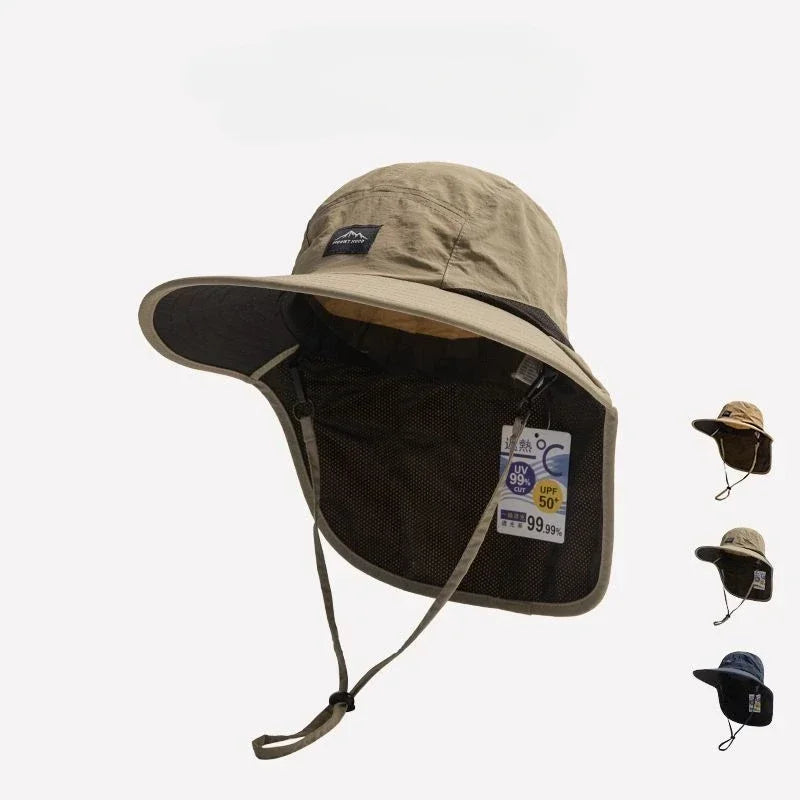 WRELS Wide Brim Neck Protection Bucket Hat