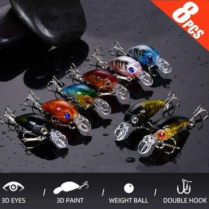 ANFS Crankbait and Minnow Lure Set (8 Pack)
