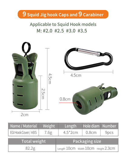 Squid Jig Hook Protector Caps (9 Pack)