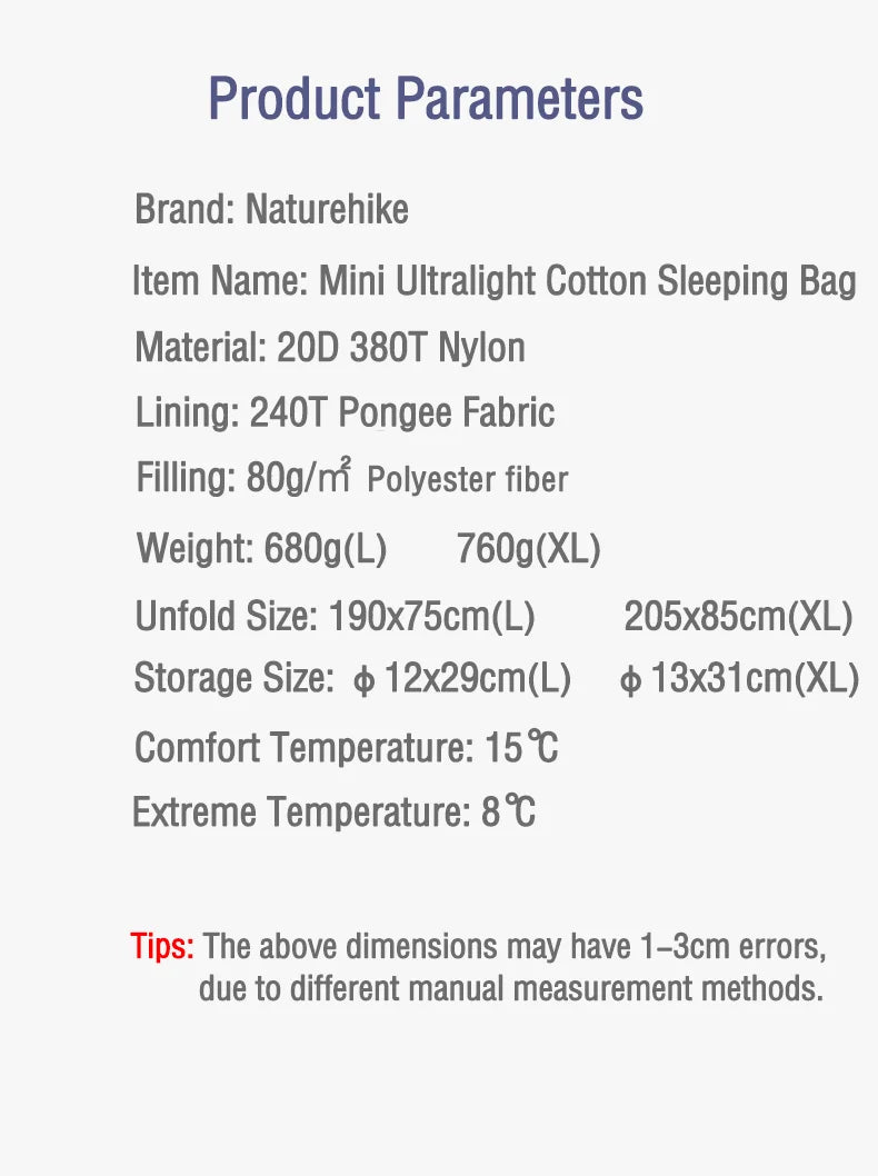 NaturehikeLW180 Sleeping Bag Ultralight Portable Sleeping Bag Spring Summer Sleeping Bag Outdoor Hiking Camping Travel Equipment