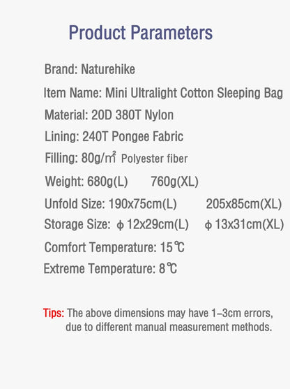NaturehikeLW180 Sleeping Bag Ultralight Portable Sleeping Bag Spring Summer Sleeping Bag Outdoor Hiking Camping Travel Equipment