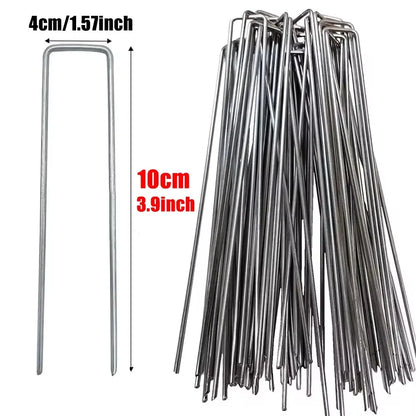 Garden Stakes Galvanized Landscape Staples,U-Type Turf Staples for Artificial Grass, Rust Proof Sod Pins Stakes Tent Peg Nails