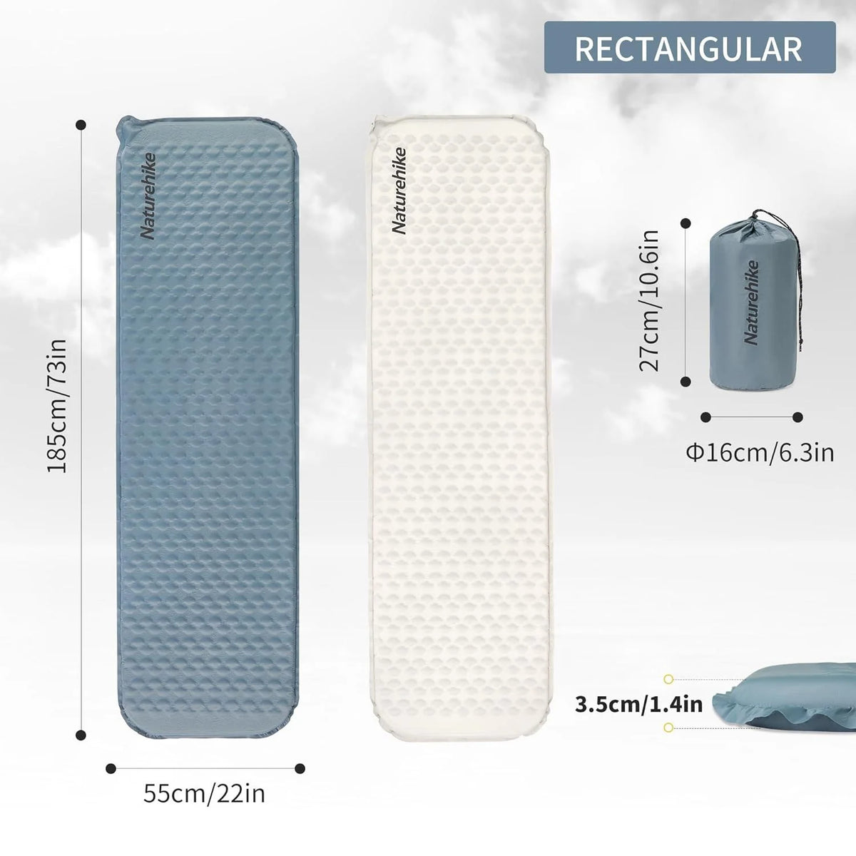 Naturehike Inflatable Mat Ultralight R2.1Air Mattress Sleeping Pad with Foam for Camping Backpacking Hiking Traveling Portable