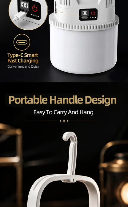 Solar LED Camping Lamp – Type-C Charging, with Hook