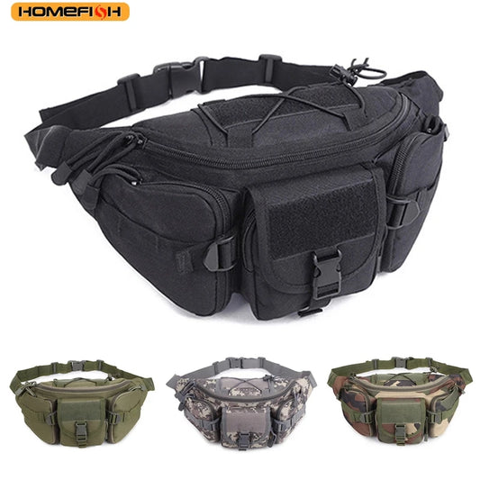 HOMEFISH Outdoor Waist Bag Men's Tactical Waterproof Molle Camouflage Hunting Hiking Climbing Nylon Mobile Phone Belt Pack