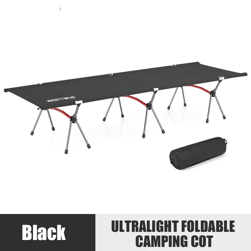 WESTTUNE Camping Cot Portable Folding Bed Ultralight Aluminum Alloy Sleeping Cot for Outdoor Hiking Backpacking Travel