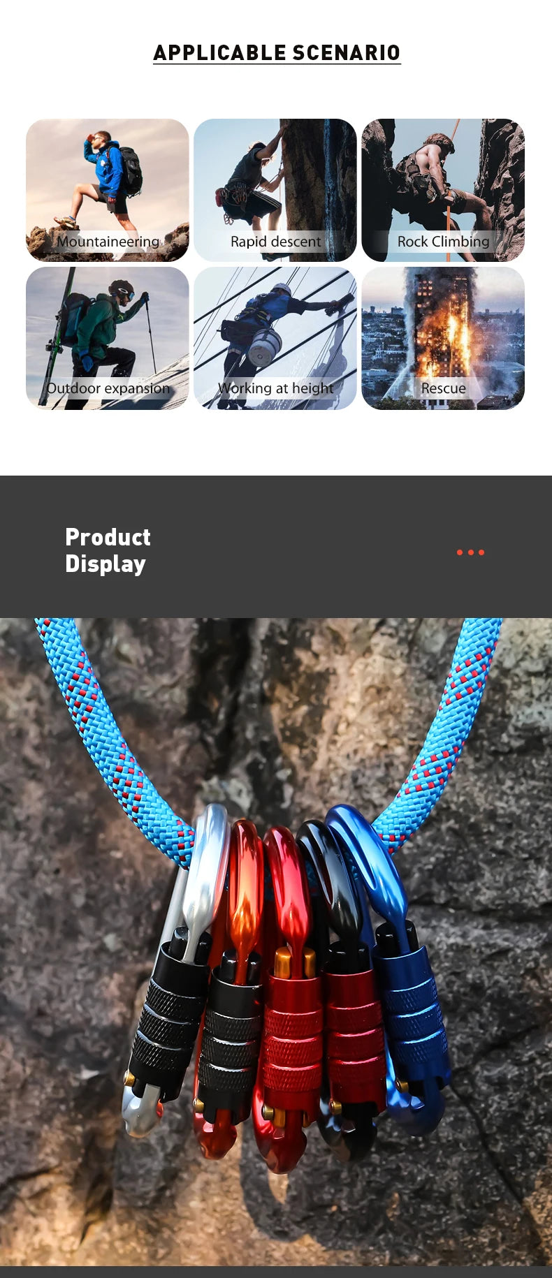 CLIWIZ Brand 25KN Auto Safety Lock Outdoor Professional Climbing Carabiner O Shape Aviation Aluminum Hooks
