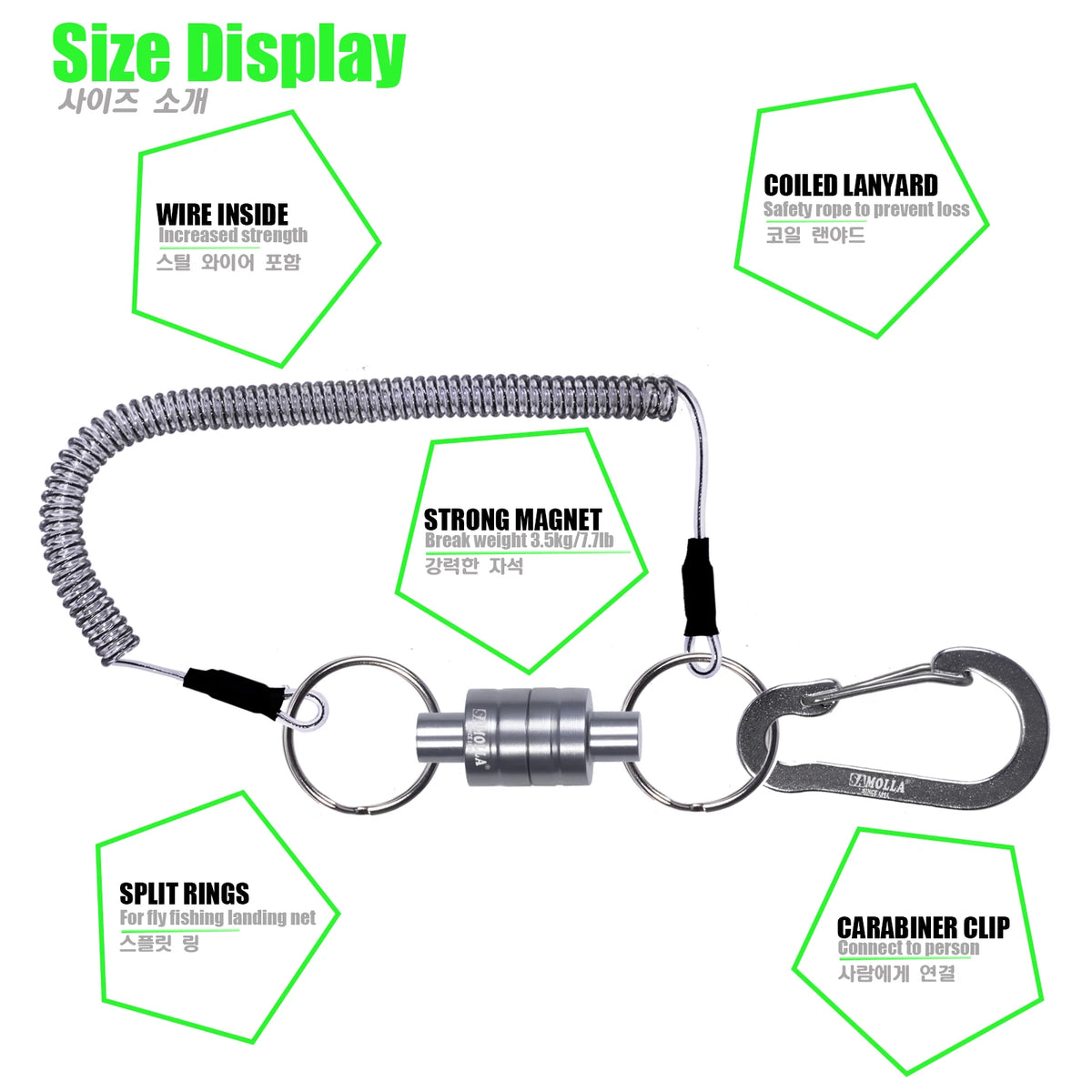 SAMOLLA Magnetic Net Release with Coiled Lanyard