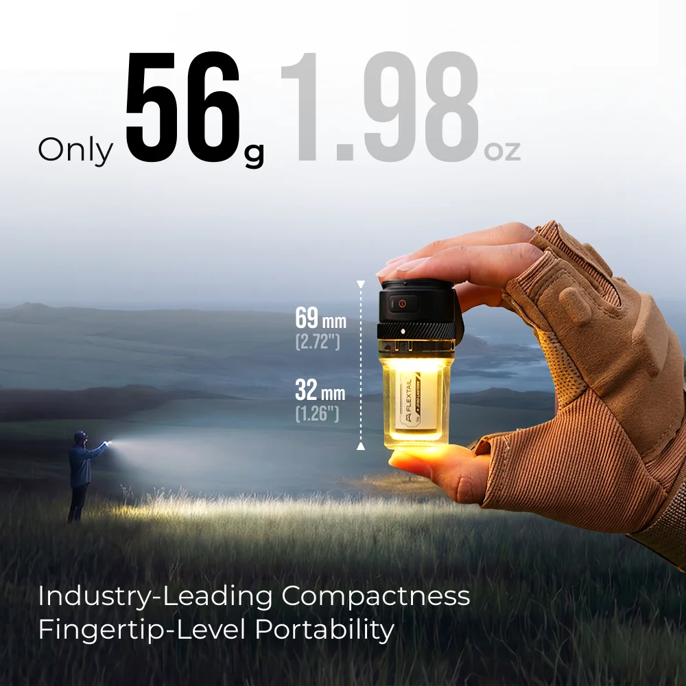FLEXTAIL ZERO LANTERN - 56g Ultralight 2-in-1 Camping Light, 300LM Bright LED, IPX5 Waterproof for Hiking Camping