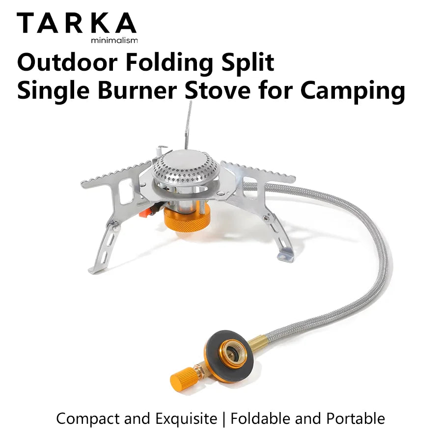 TARKA Backpacking Gas Burner Camping Stove with Adapter, Small Size Strong FireFire Heater with Storage Box, Camping Supplies